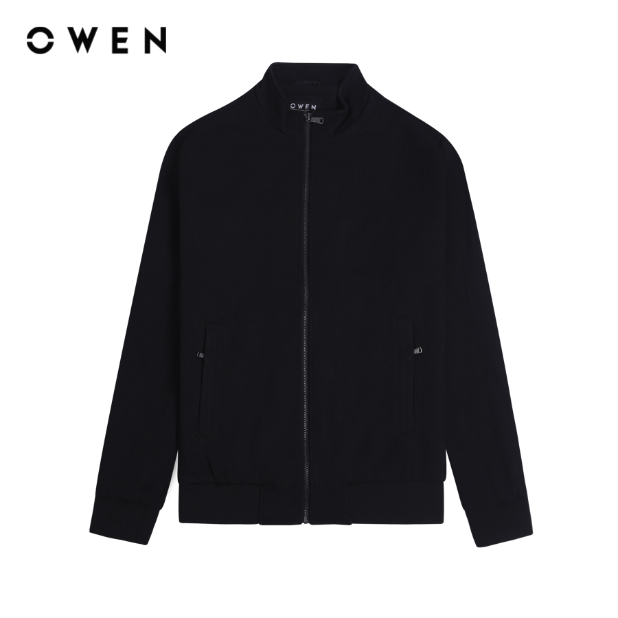 Owen - jacket regular fit jk231605 màu đen chất liệu polyester