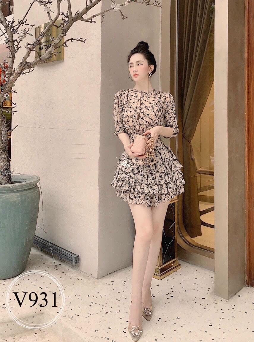 [HCM]Đầm bông sao3 tầng tay lỡ