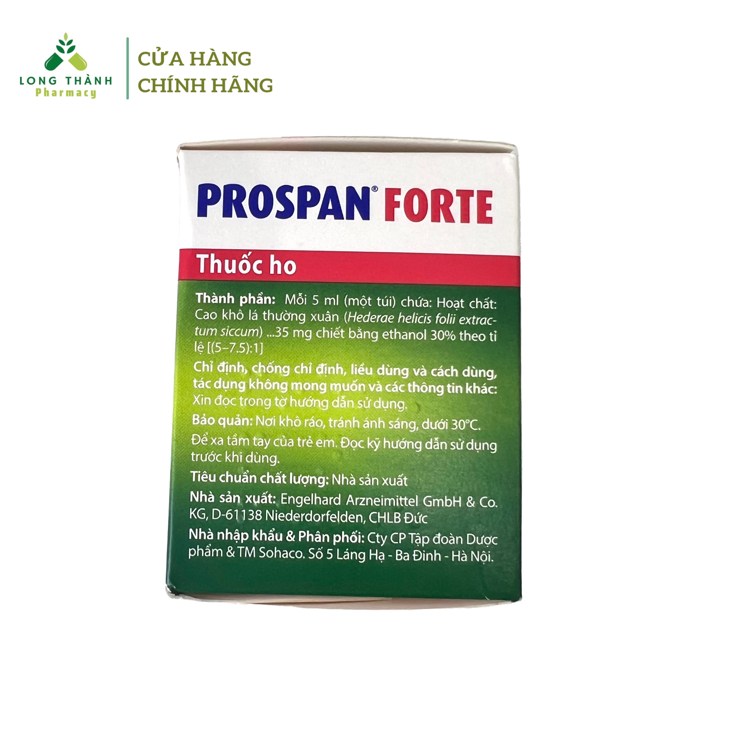 Siro ho thảo dược Prospan - hộp 21 gói 5ml