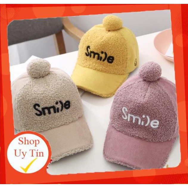 ✅ Mũ lưỡi trai Smile dành cho bé mùa đông