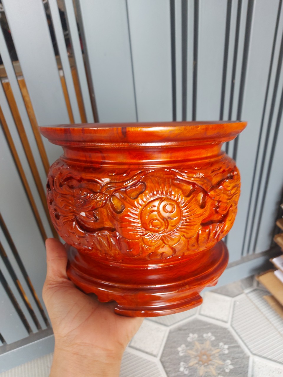 Bát nhang gỗ hương chạm nhiều kích thước