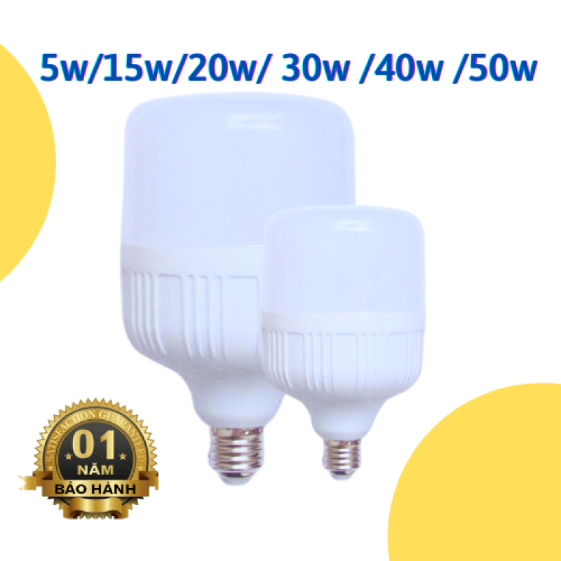 Bóng đèn led trụ 5w, 10w, 15w, 20w, 30w, 40w, 50w, bóng led bulb siêu tiết kiệm điện Đèn LED Bulb
