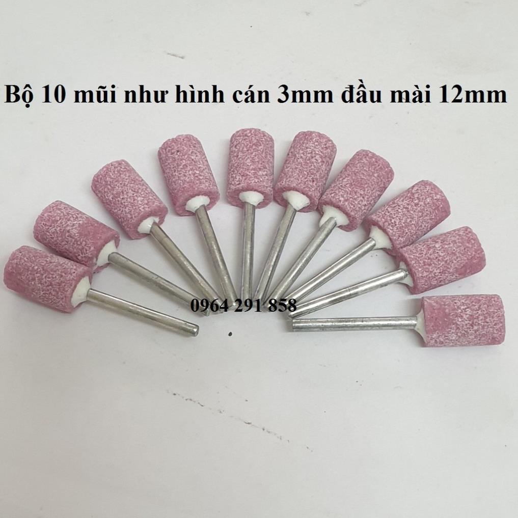 Mũi đá mài hình trụ cán 3mm đầu 12mm - đá mài mini