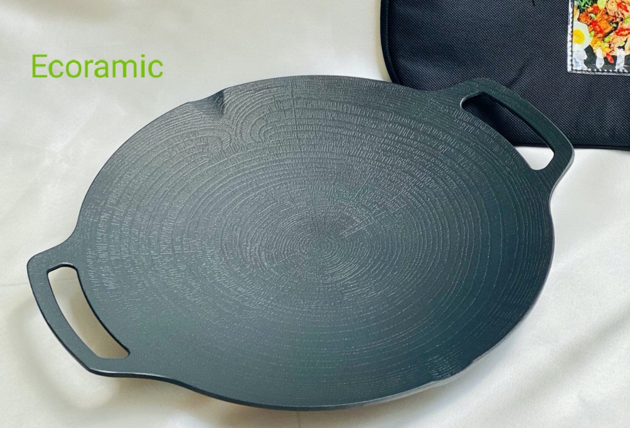 Chảo đá nướng cao cấp ecoramic hàn quốc - 33cm / tặng kèm 1 túi đựng chảo