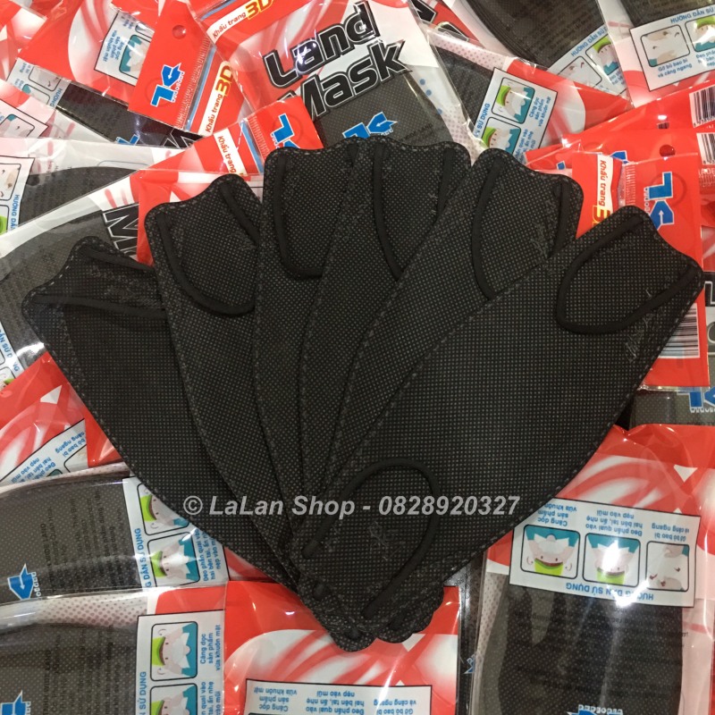 Khẩu trang 3D Land Mask loại VIP (gói 6c, màu đen-black)/3D 마스크/4層マスク nhập khẩu