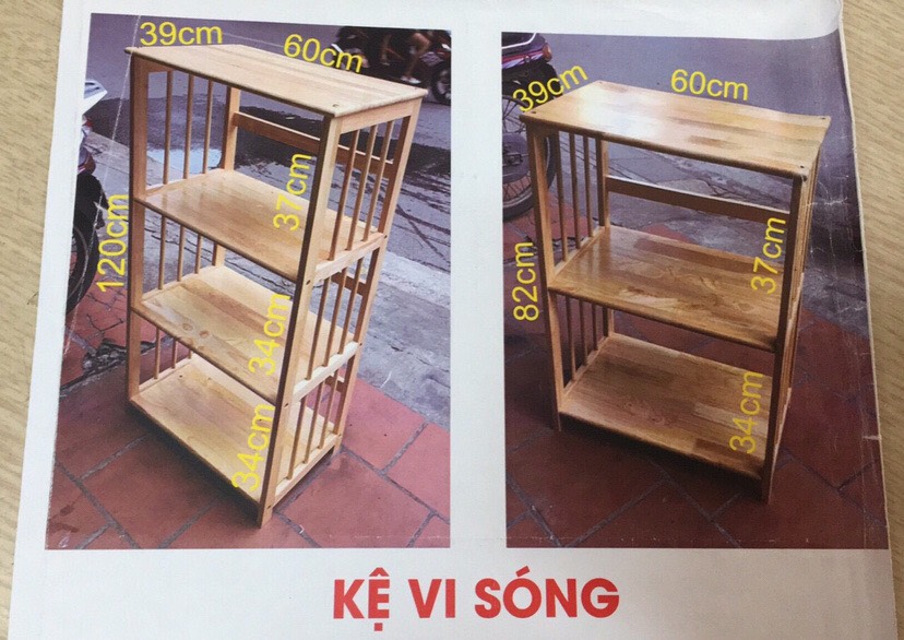 [HCM][Hàng Xuất Khẩu]Kệ gỗ để lò vi sóng 4 tầng