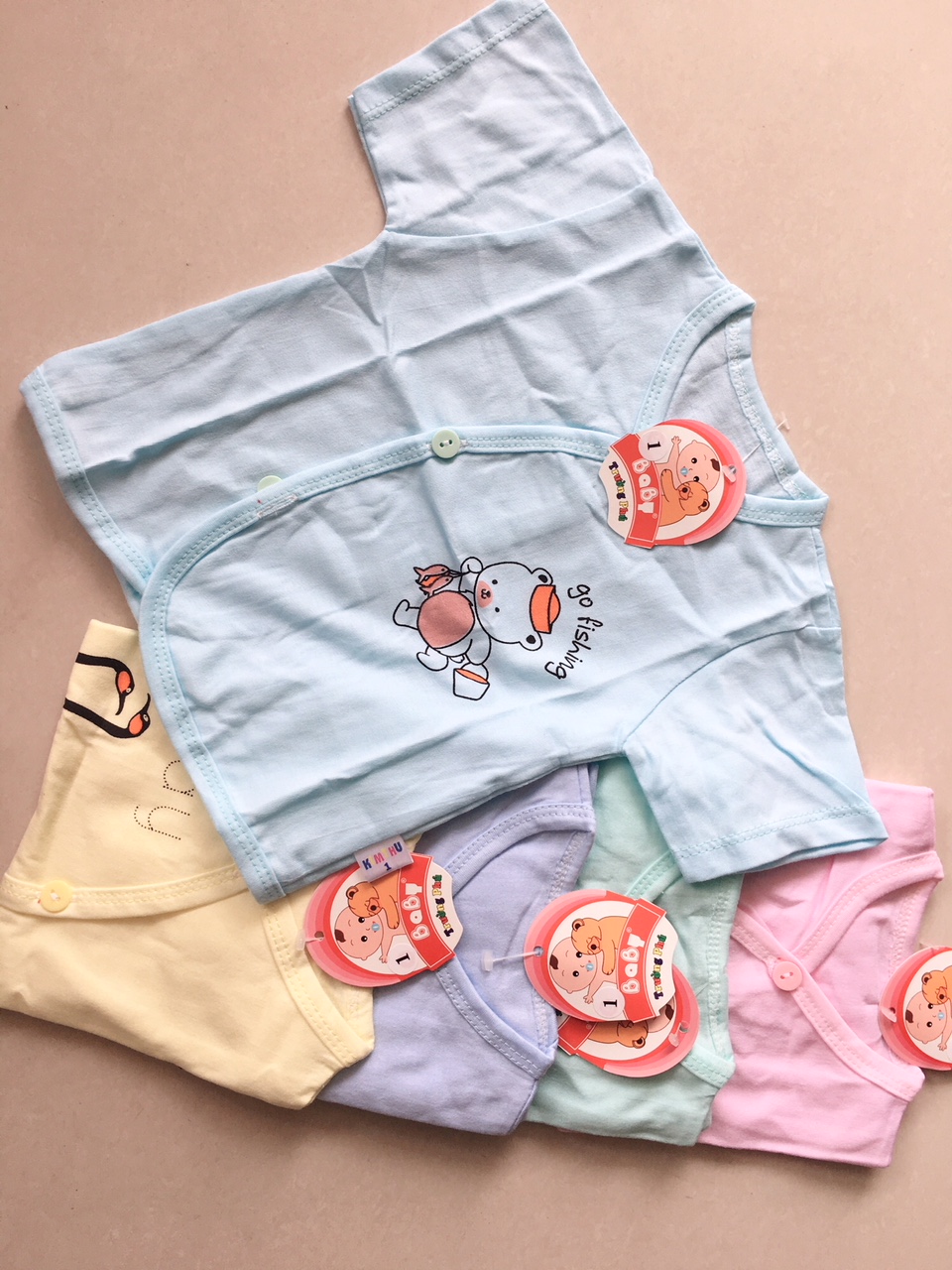 [HCM]Set 5 ÁO SƠ SINH NGẮN TAY NÚT LỆCH