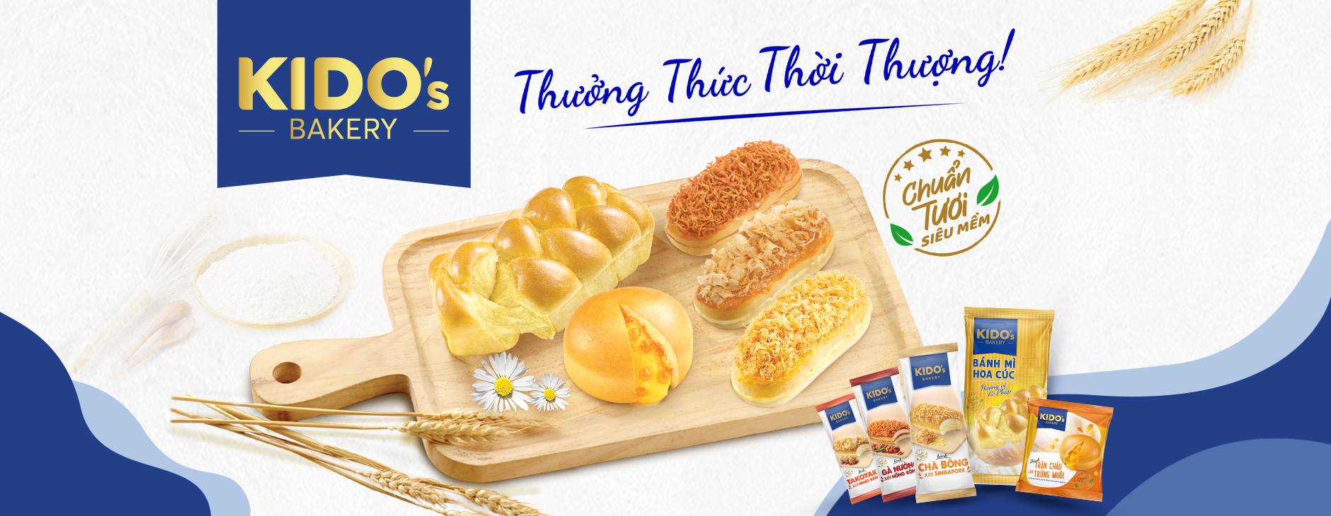 Combo Bịch 5 Cái Bánh Mì Tươi Hoa Cúc Kido'S
