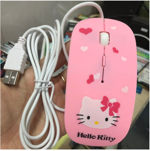 Bộ chuột có dây và miếng lót kitty, mẫu trái tim