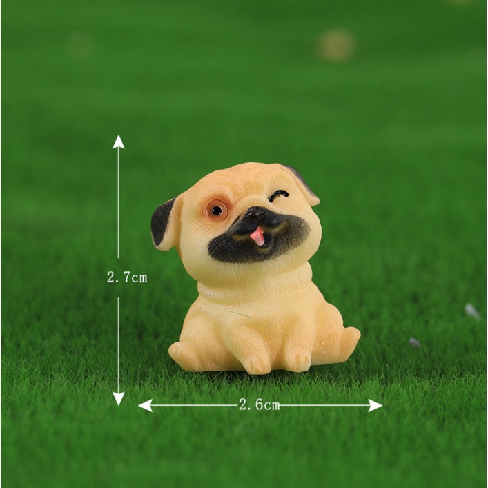 Tượng chó Pug mặt xệ mini dễ thương trang trí tiểu cảnh, terrarium