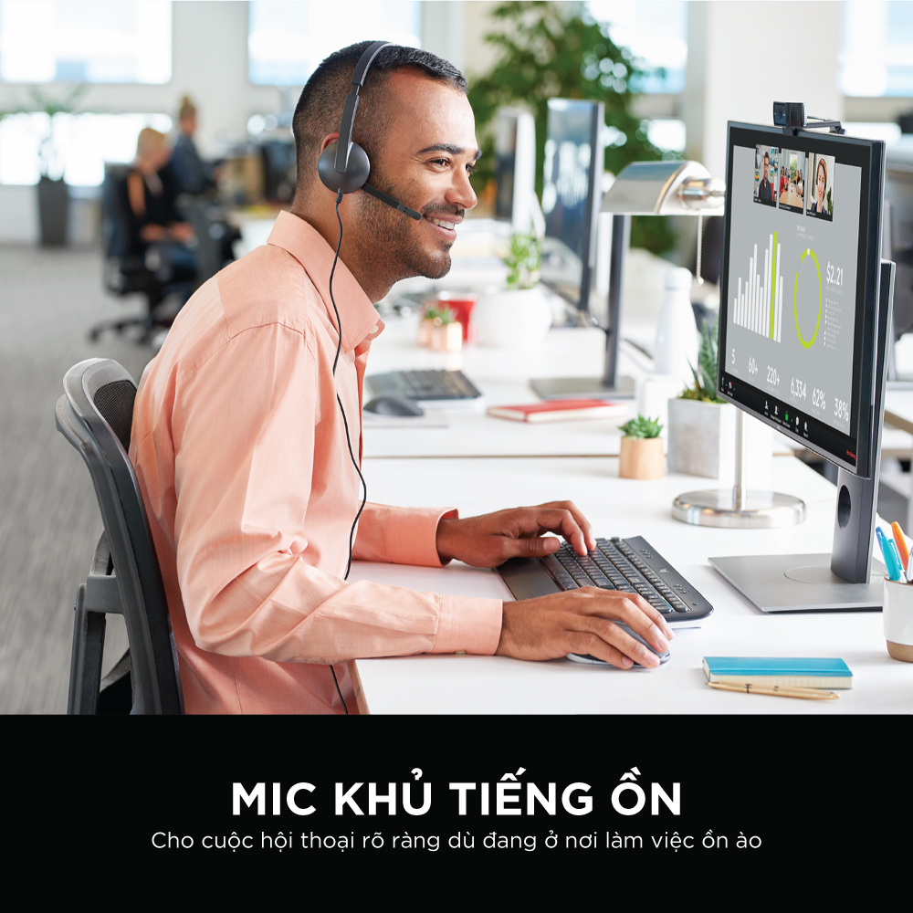 Logitech H340 Wired Headset - Noise-canceling mic