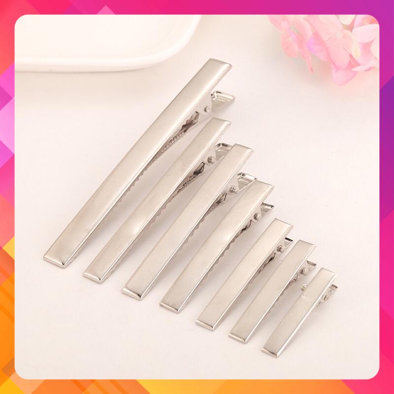 Phôi kẹp mỏ vịt bạc trơn nhiều size