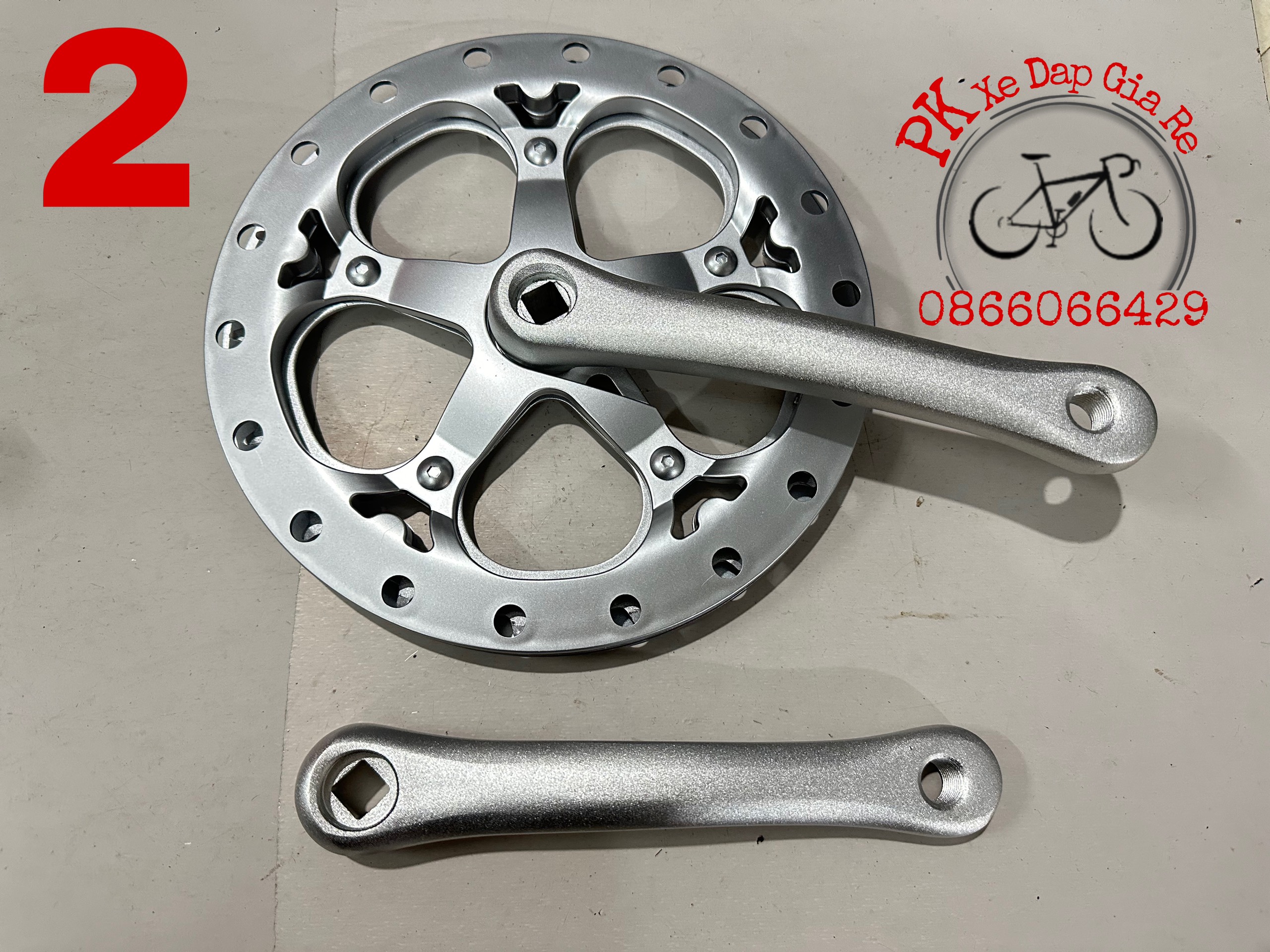 Bộ đùi đĩa nhôm 1 tầng 52 răng cho xe đạp thể thao, đùi đĩa xe đạp thể thao 1 tầng 52 răng