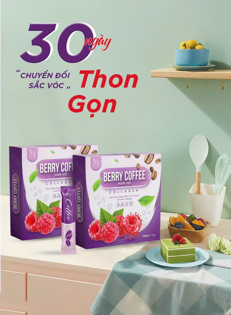 2 hộp cà phê giảm cân mâm xôi coffee collagen, giảm mạnh, giảm 3-5kg tùy theo cơ địa