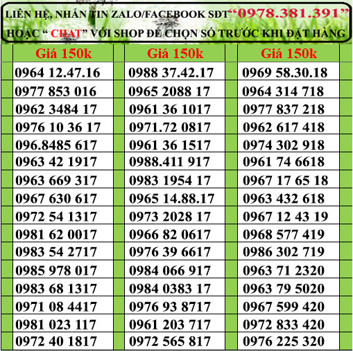Sim viettel số đẹp đồng giá 150k, Sim chưa kích hoạt. Quý khách vui lòng đăng ký chính chủ và kích hoạt sim theo hướng dẫn của nhà bán hàng
