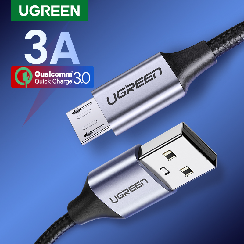 UGREEN Micro USB Cable 3A Nylon Braided Fast Charging Data Cable Wire Cord for Samsung Huawei Xiaomi  Android Mobile Phone