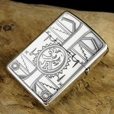 Bật lửa Zippo Khảm Dá Quý Phiên Bản Vỏ Dày Chất Liệu Bạc Ấn Độ