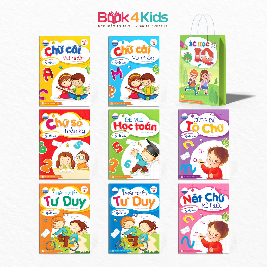 Sách - bé học iq rèn luyện tư duy dành cho bé 5-6 tuổi - combo 8 cuốn