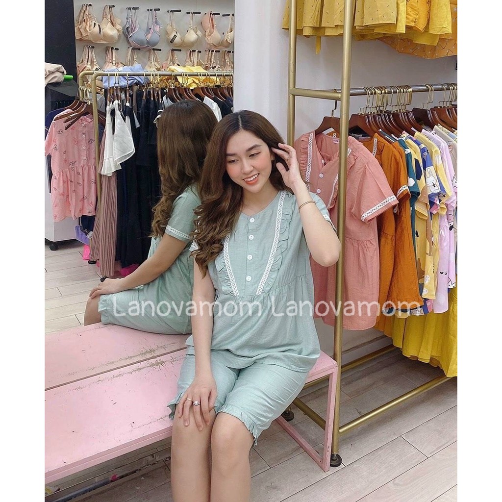 Đồ bộ bầu LỬNG VIỀN REN BÈO chất đũi lụa cao cấp BL825
