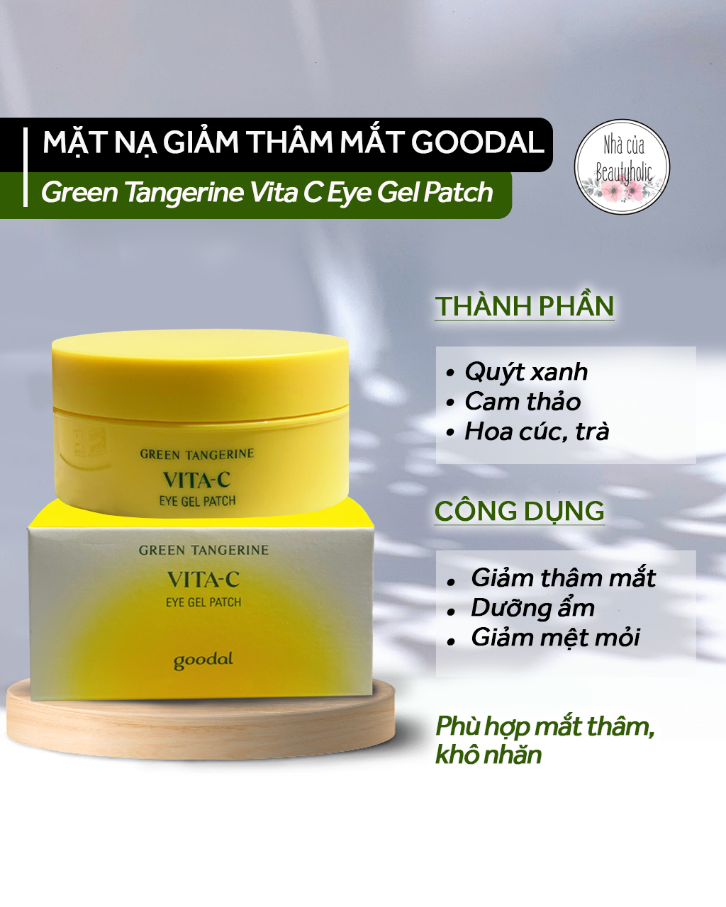 Mặt nạ mắt goodal green tangerine vita c eye gel patch