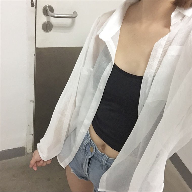 [HCM]ÁO SƠ MI VOAN TRẮNG KHOÁC NGOÀI