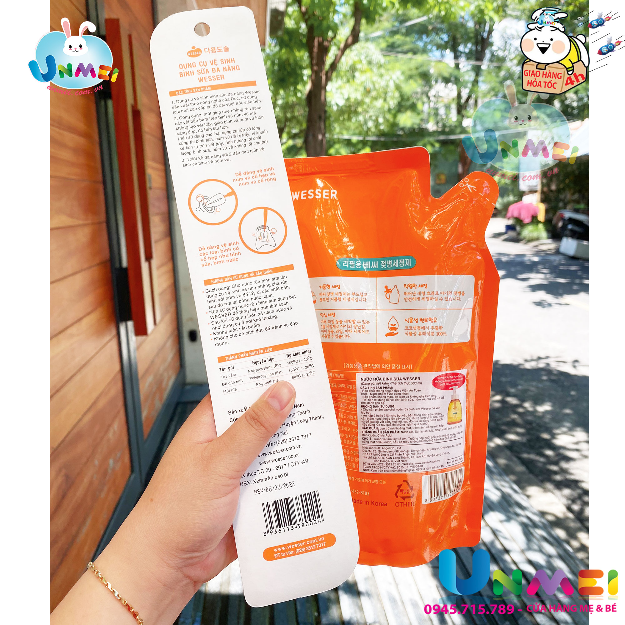 [HCM, Hỏa Tốc 2h] Combo Nước Rửa Bình Sữa Wesser Hàn Quốc