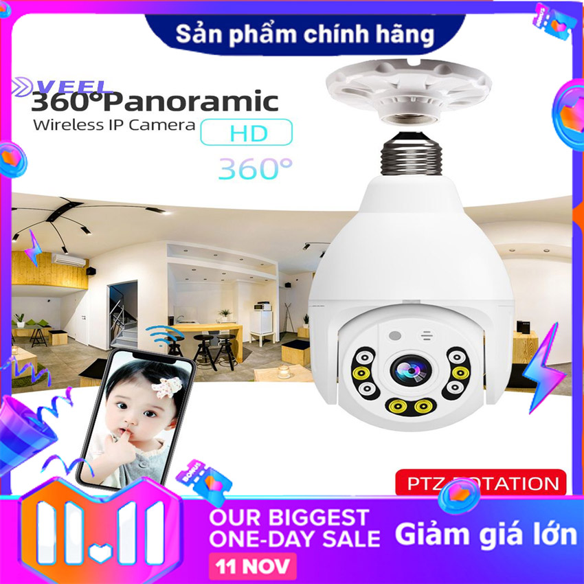 Camera bóng đèn camera chống trộm,phát hiện người lạ camera wifi yoose hk211 bóng đèn -ban đêm có màu-xoay 360 độ kiểu bóng đèn sang trọng - có hỗ trợ led trợ sáng màu ban đêm