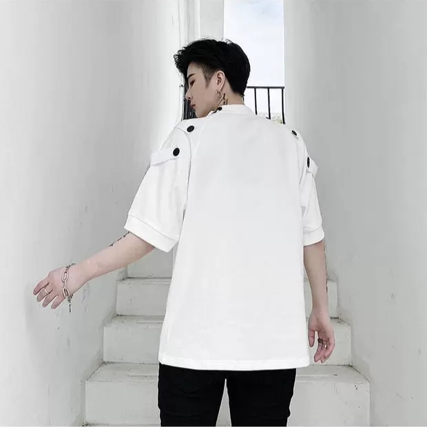 [HCM]Áo thun unisex ulzzang phối nút - Lay Unisex