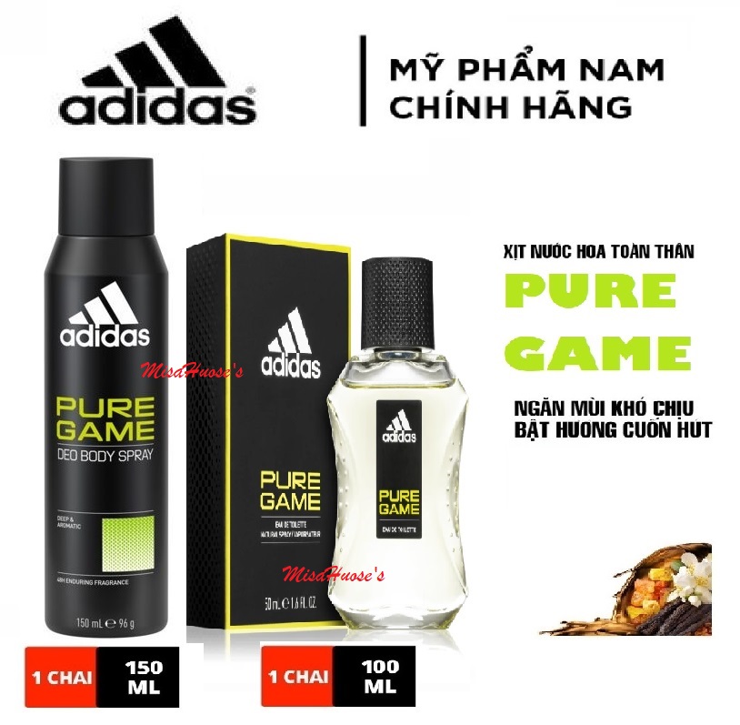 Combo Xịt khử mùi và nước hoa nam Adidas Pure game