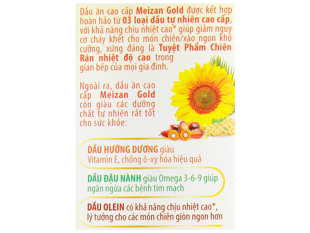Dầu ăn cao cấp Meizan Gold chai 1 lít