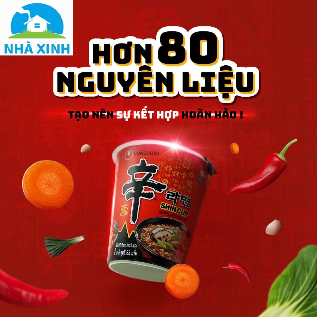 Combo 2 ly - Mì ly Shin Ramyun 68g (Nongshim Hàn Quốc)
