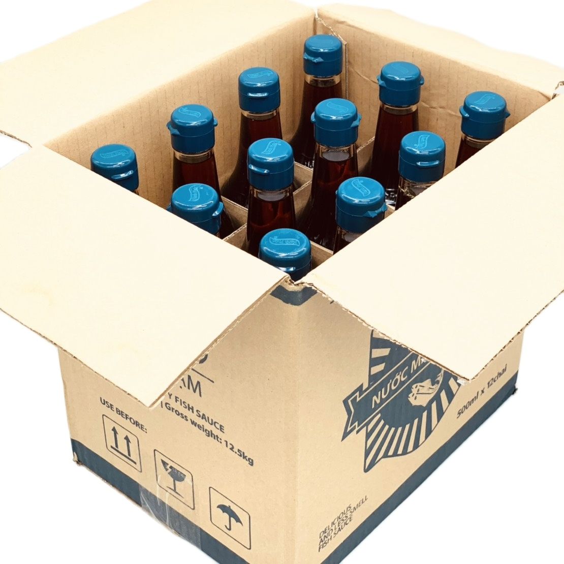 ( THÙNG XỐP) Nước Mắm Cá Cơm Hạnh Phúc 60 Độ Đạm (500ml)