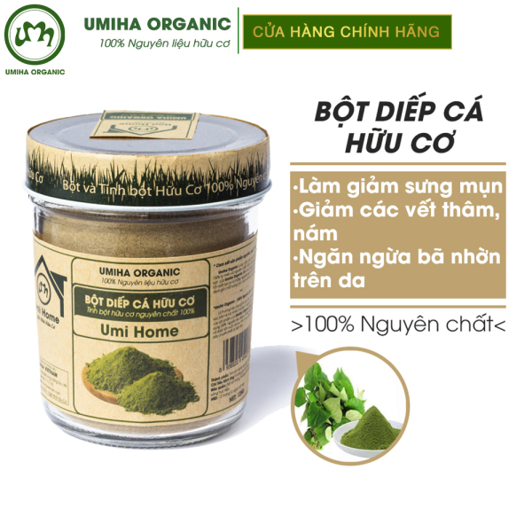 Bột Diếp Cá hữu cơ UMIHOME nguyên chất 135g làm đẹp thiên nhiên dùng đắp mặt nạ loại bỏ mụn giúp trắng mịn da hiệu quả