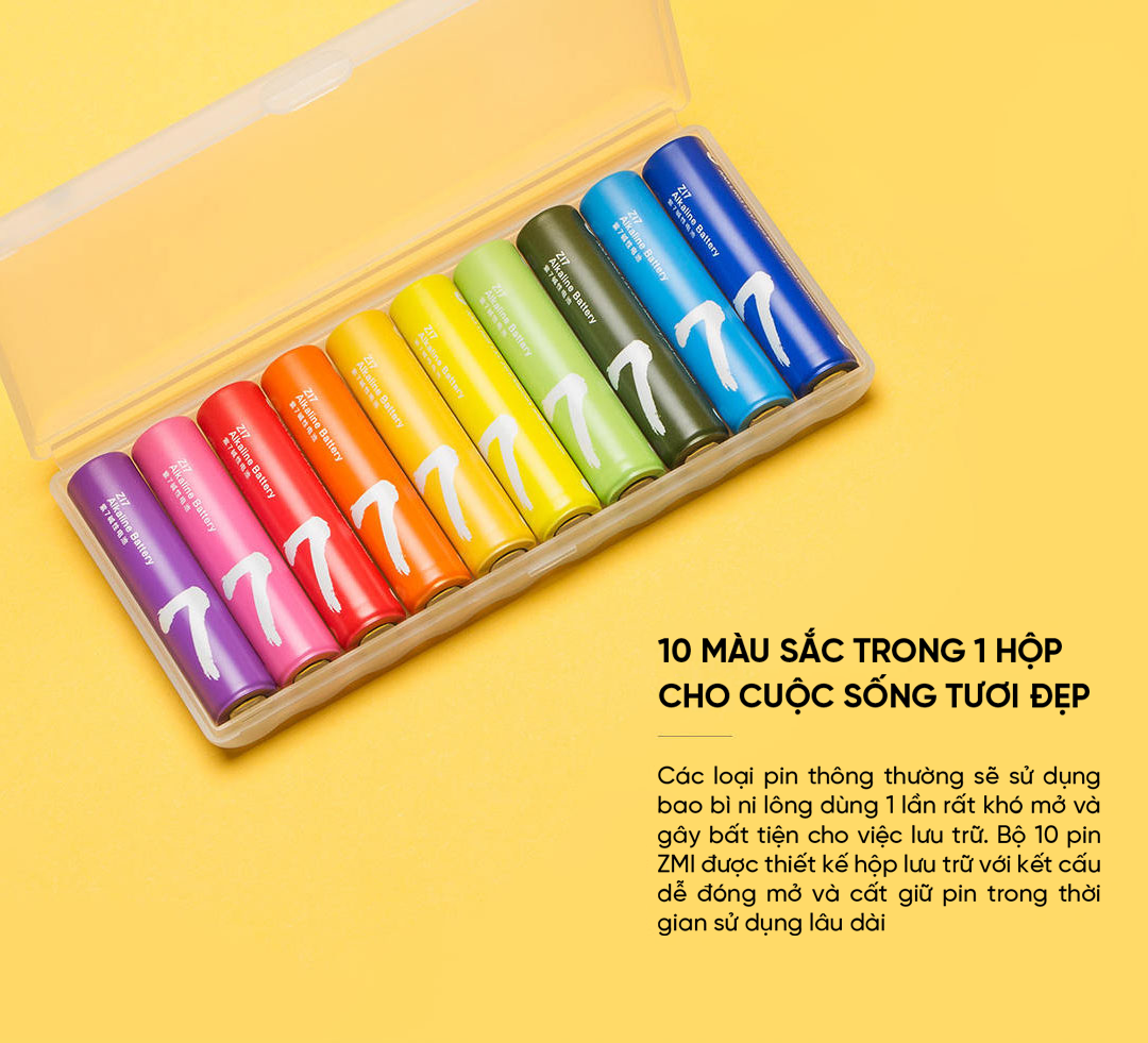 Pin tiểu số 7 rainbow AA chống chảy axit