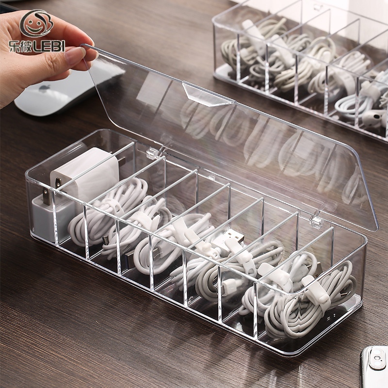 Dust-proof storage cable management box hub finishing box desktop data cable storage box mobile phone charging cable power cord buckle
