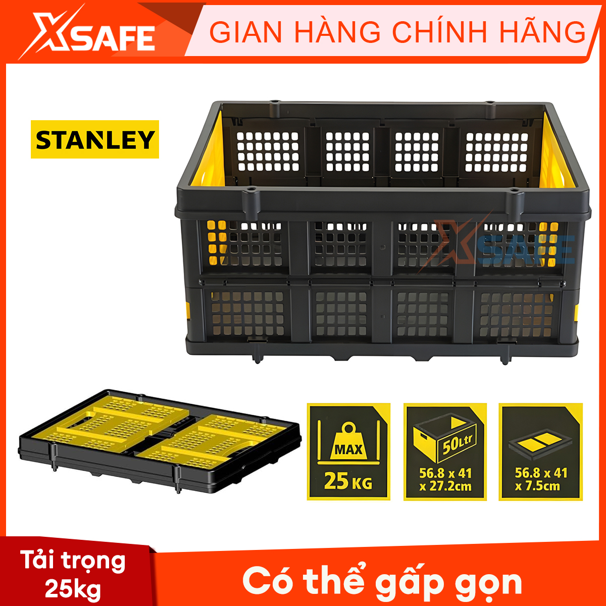 Stanley-usa ft505 premium plastic storage box combine with Stanley trolley up to 25kg max load with fixed battery head