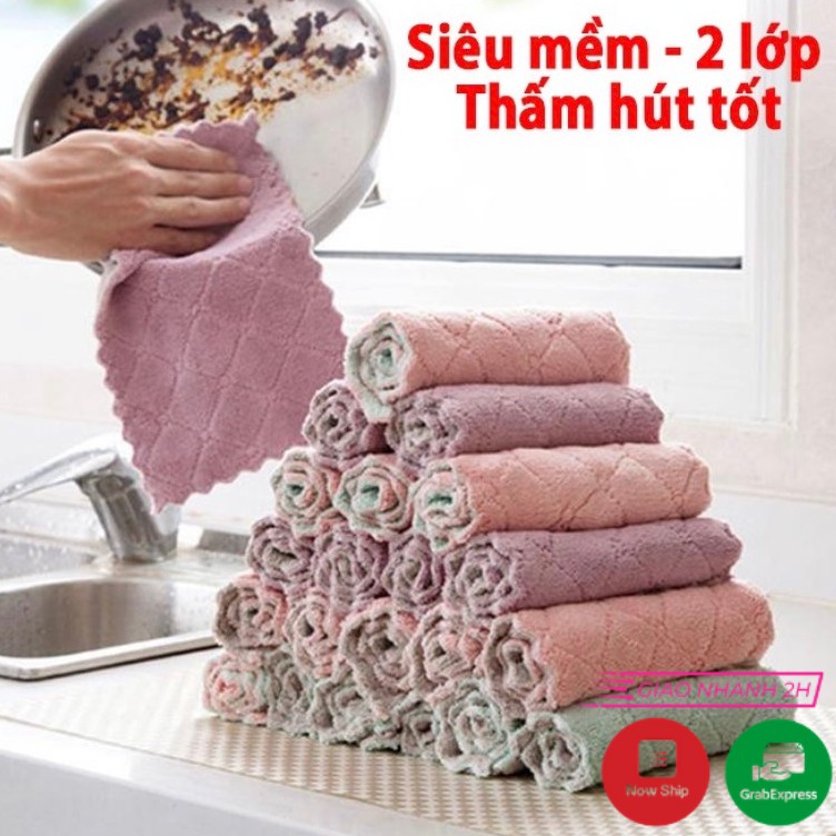 Khăn Lau Đa Năng 2 Lớp Mềm Mịn, Thấm Hút Tốt, Kháng Khuẩn (lau bếp, bát đĩa, bàn ghế...) Giá Chỉ Từ 1k