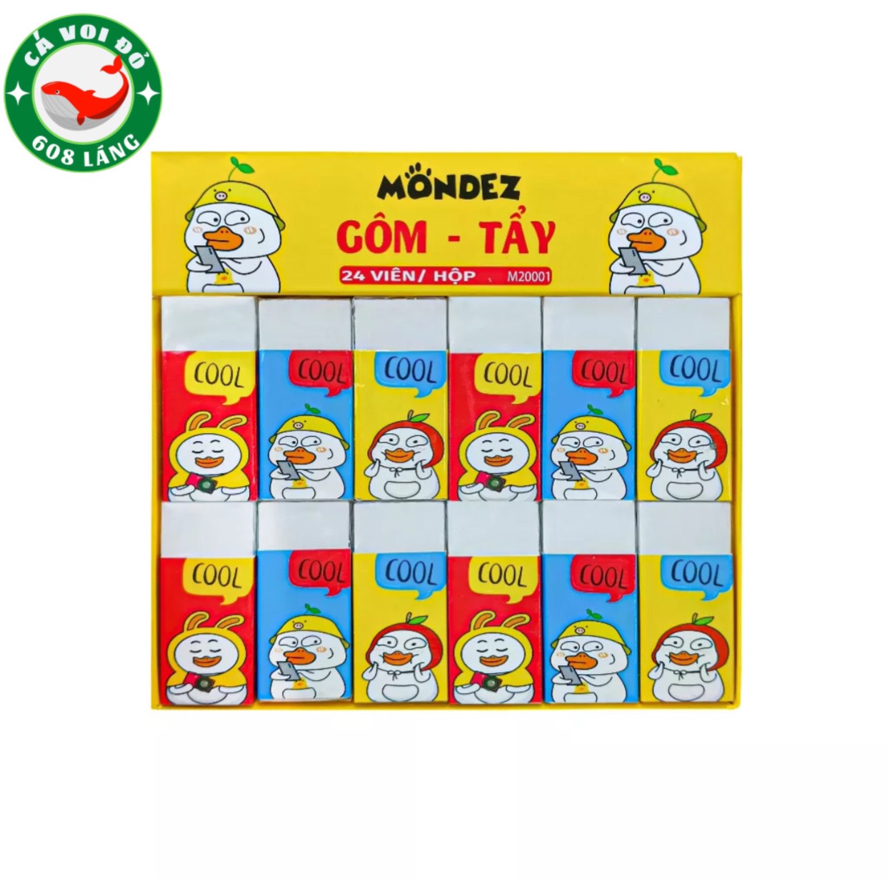 Hộp 24 viên gôm tẩy mondez giúp làm sạch các vết chì đen một cách nhanh chóng, tiện lợi, an toàn cho bé m20001