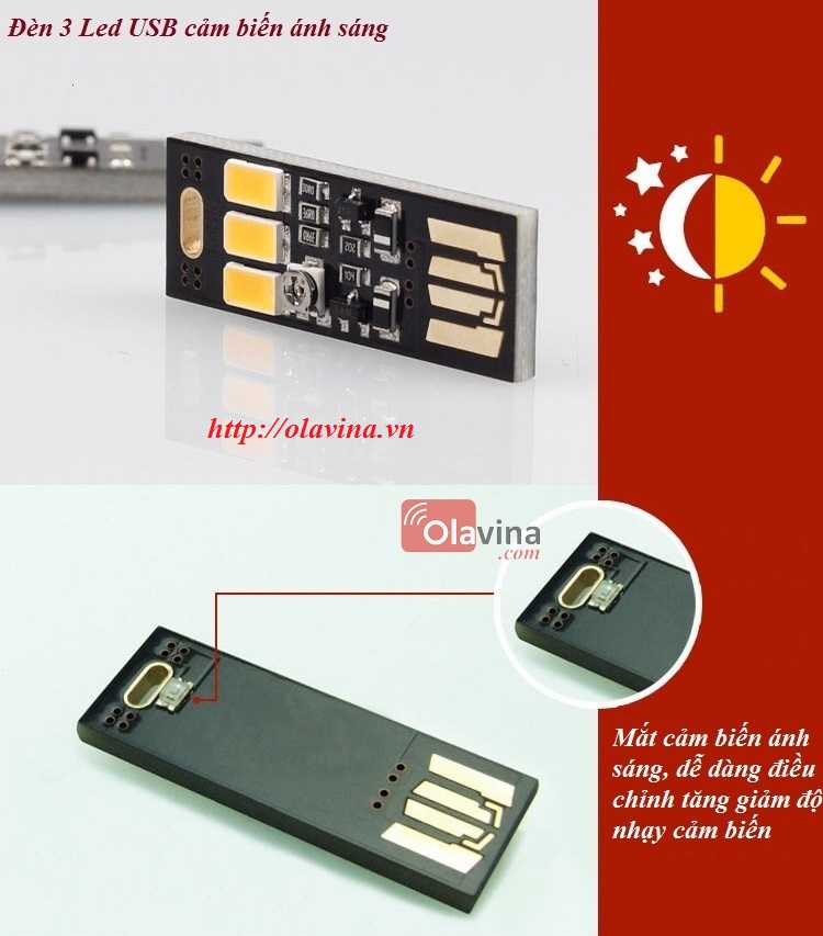 Soshine 3 Led Light Sensor USB Light