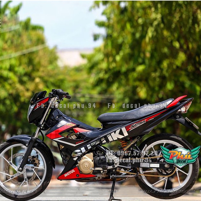 Tem rời Satria Xăng cơ đen đỏ (P)