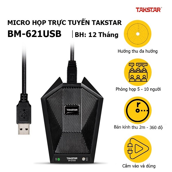 Micro hội nghị takstar bm-621 usb, họp online, trò chuyện thoại, ghi âm di động, live tream - hàng chính hãng
