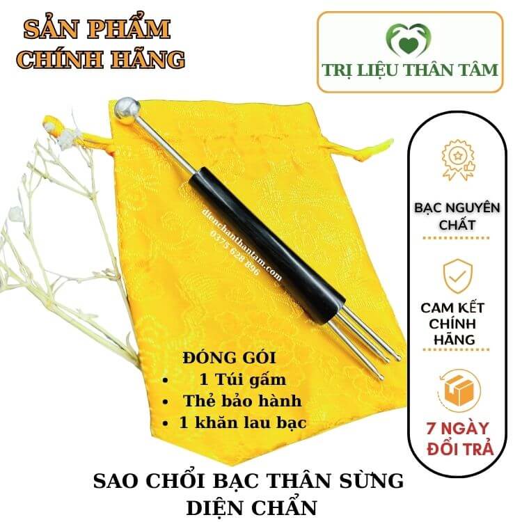 Cây sao chổi đầu dò bạc ta diện chẩn chất liệu sừng cao cấp