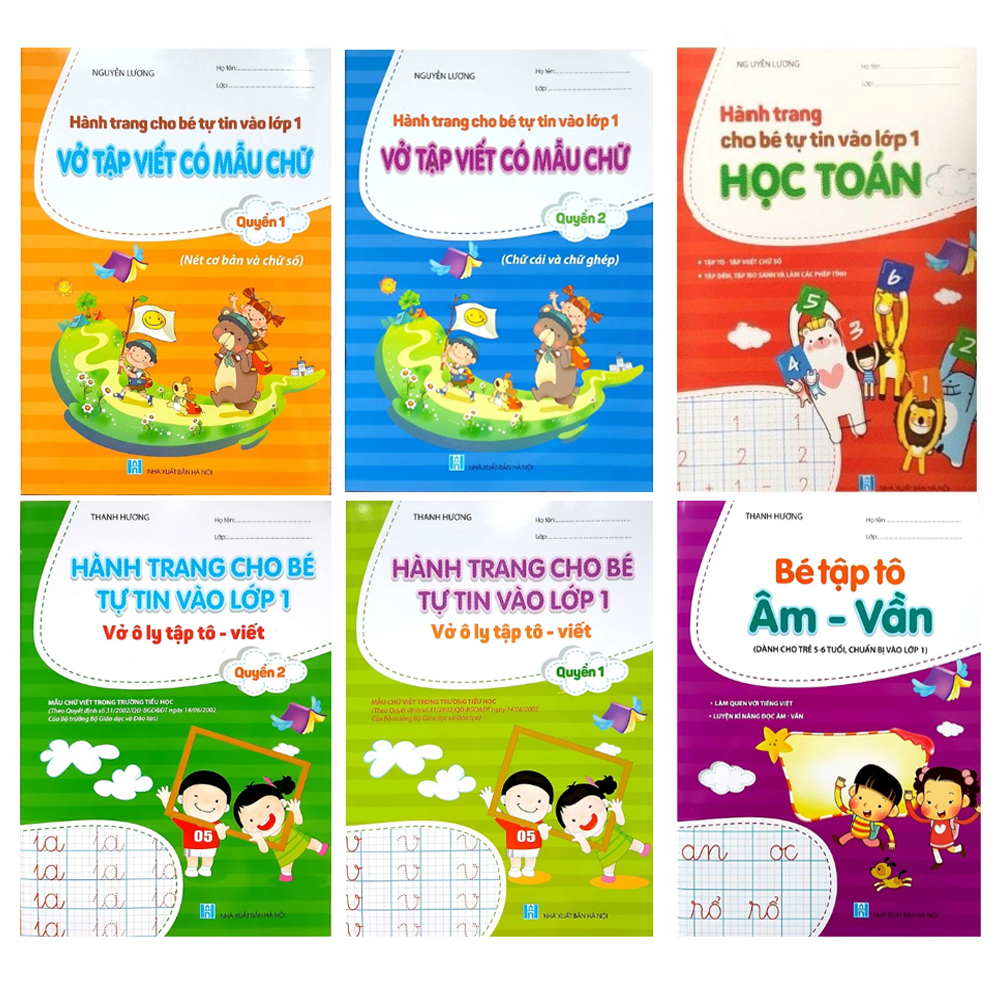 Combo 6 self-cultivation book for your baby in first grade-letters and numbers exercise-getting familiar with payment