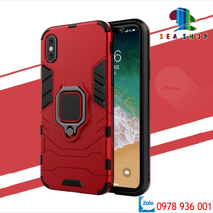 [TẶNG KÍNH CƯỜNG LỰC BẢO VỆ CAMERA] Ốp lưng iPhone Xs Max iRon man kèm iRing chống sốc (đỏ)