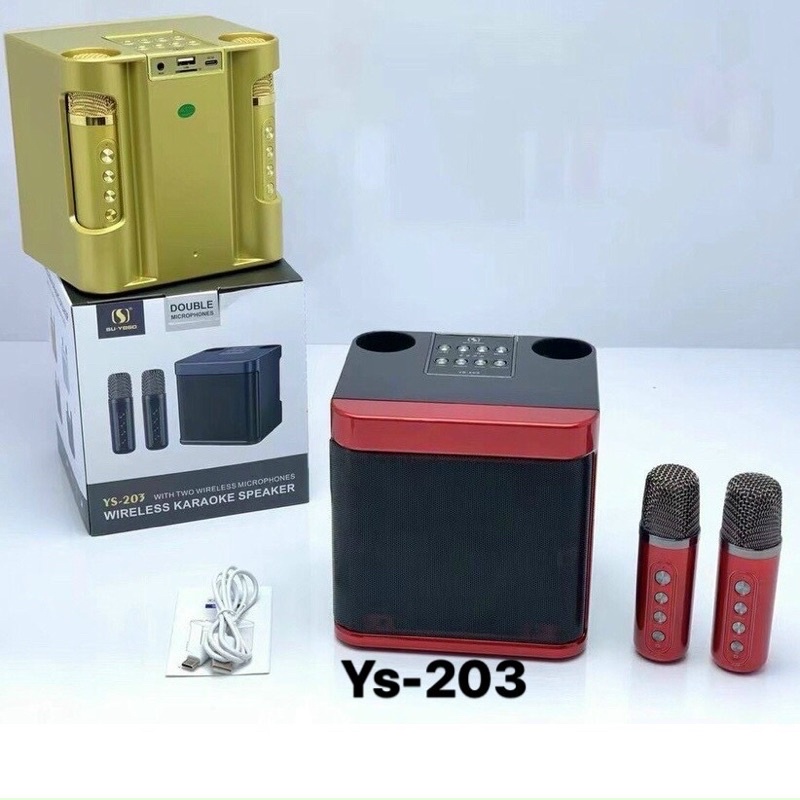 Loa bluetooth karaoke YS-203 tặng kèm 2 micro