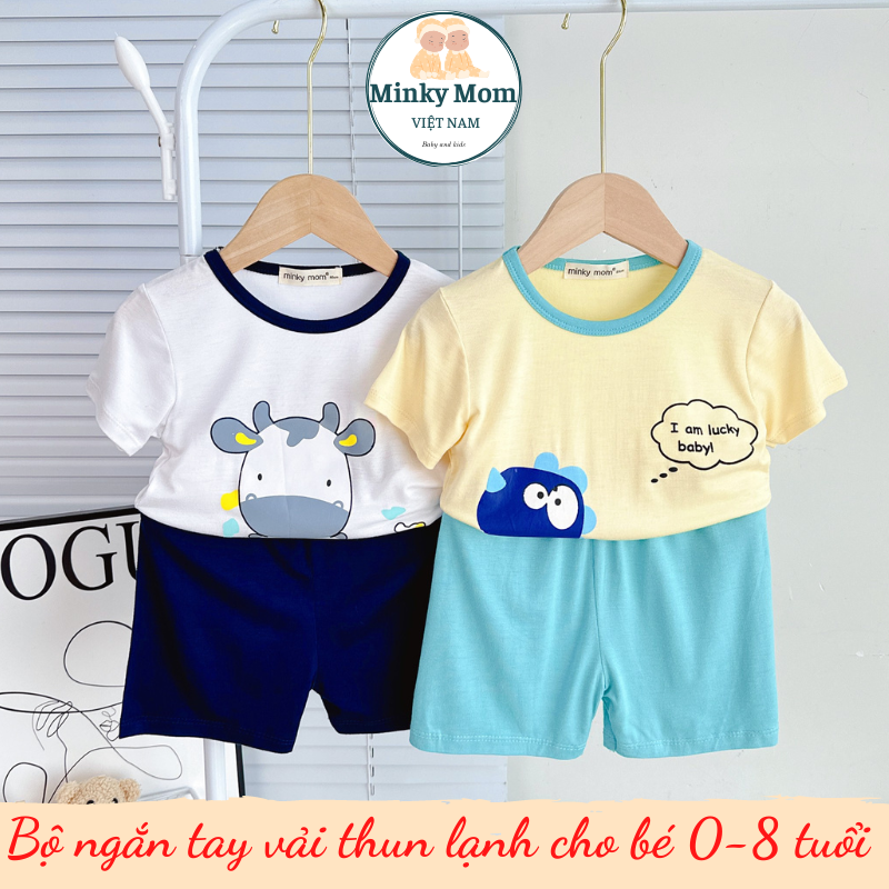 [0-8 tuổi] Bộ Cộc Tay Minky Mom Vải Thun Lạnh Mềm Mát Mịn, Cổ Tròn Phối Màu Dễ Thương, Thiết Kế Mới Hiện Đại 2023, Cho Bé Trai, Bé Gái Mặc Đi Chơi Đi Học Mã: TN-IN159