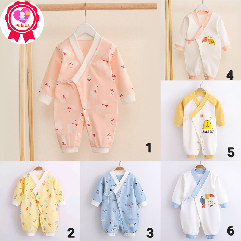 [Hoàn tiền 6%] Bộ đồ liền thân dài tay kimono cho bé sơ sinh chất cotton mềm mịn co giãn nhẹ _ BD45