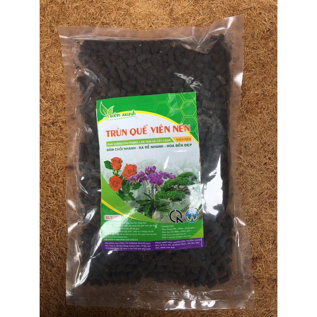 Phân trùn quế viên nén 1kg bổ sung thêm Trichoderma phân giải xenlulo