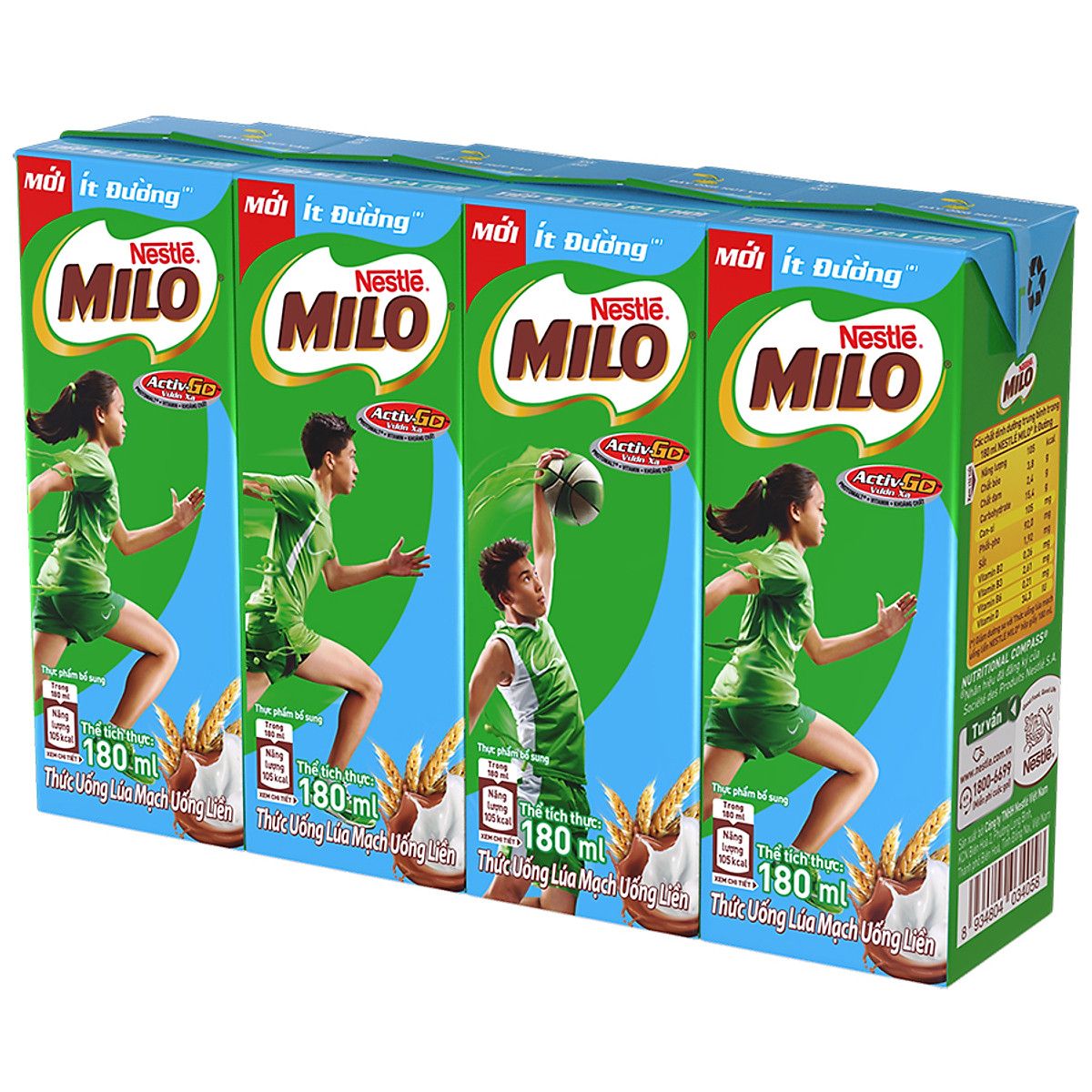 [THÙNG] Sữa Milo ít đường 180ml 48 hộp