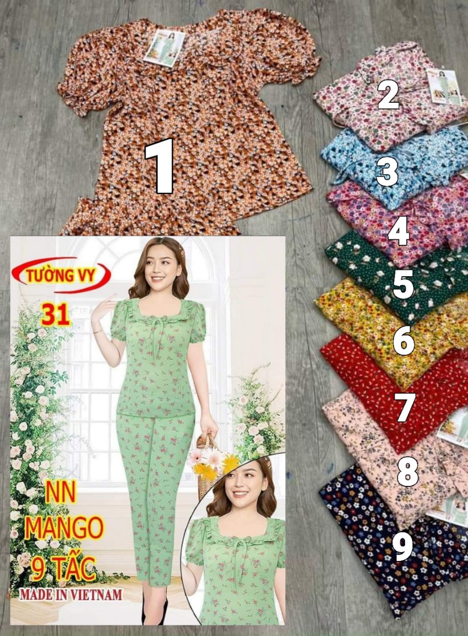 ĐỒ BỘ  LỤA SATIN V&Agrave; MANGO 9 TẤC TAY NGẮN   MỀM MỊN, THO&Aacute;NG KH&Iacute;, KH&Ocirc;NG CO R&Uacute;T, KH&Ocirc;NG NHĂN ( C&Oacute; SZE ĐẠI )